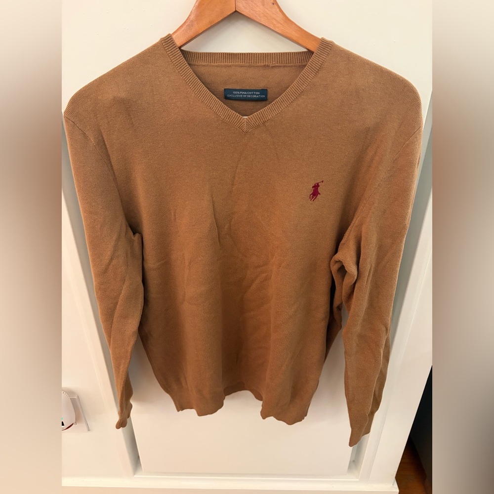 Polo by Ralph Lauren Men's Brown V-Neck Sweater